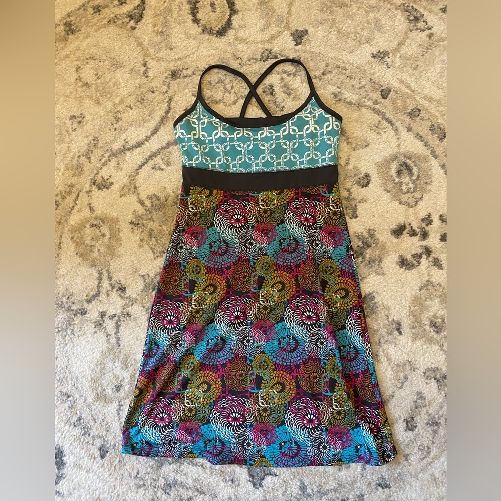 Soybu Floral Exercise Dress Size Small Blue Brown